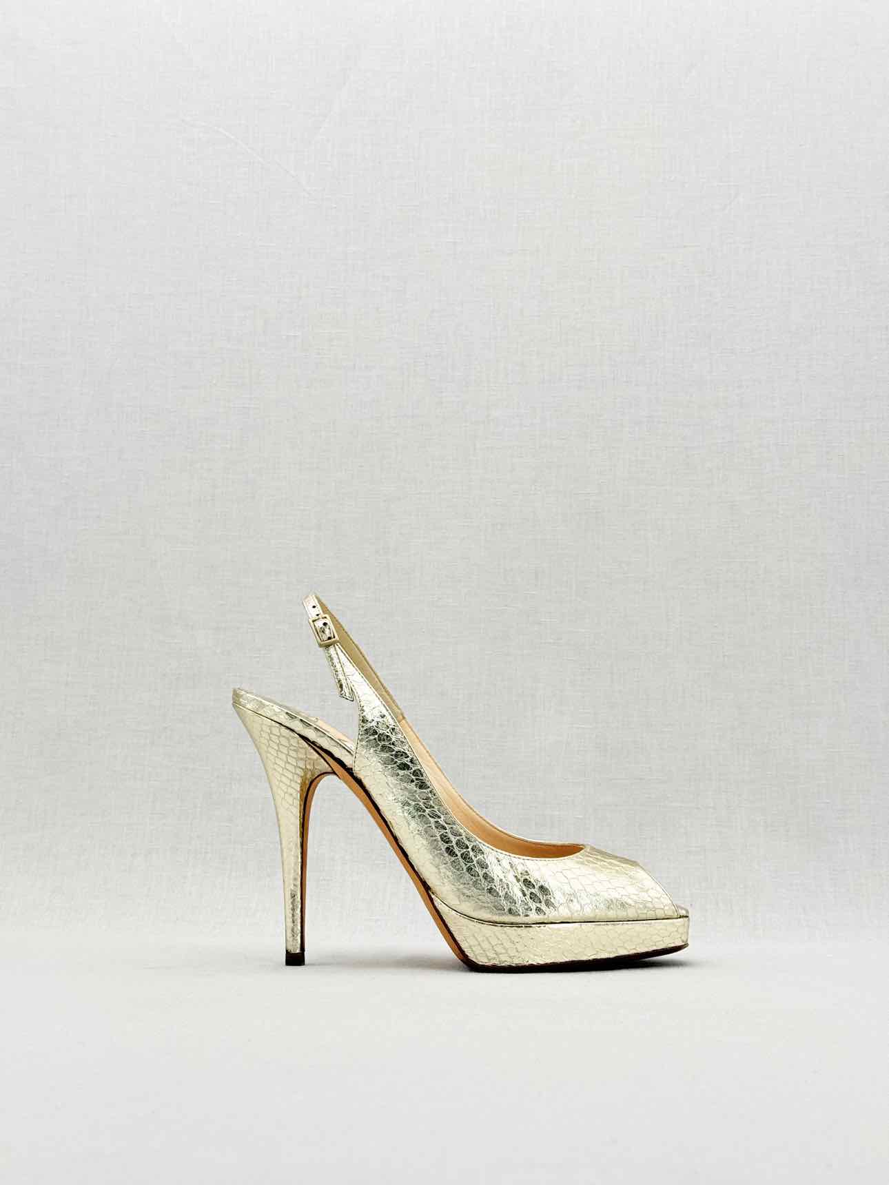 JIMMY CHOO Gold Python Size EU 38 Slingbacks