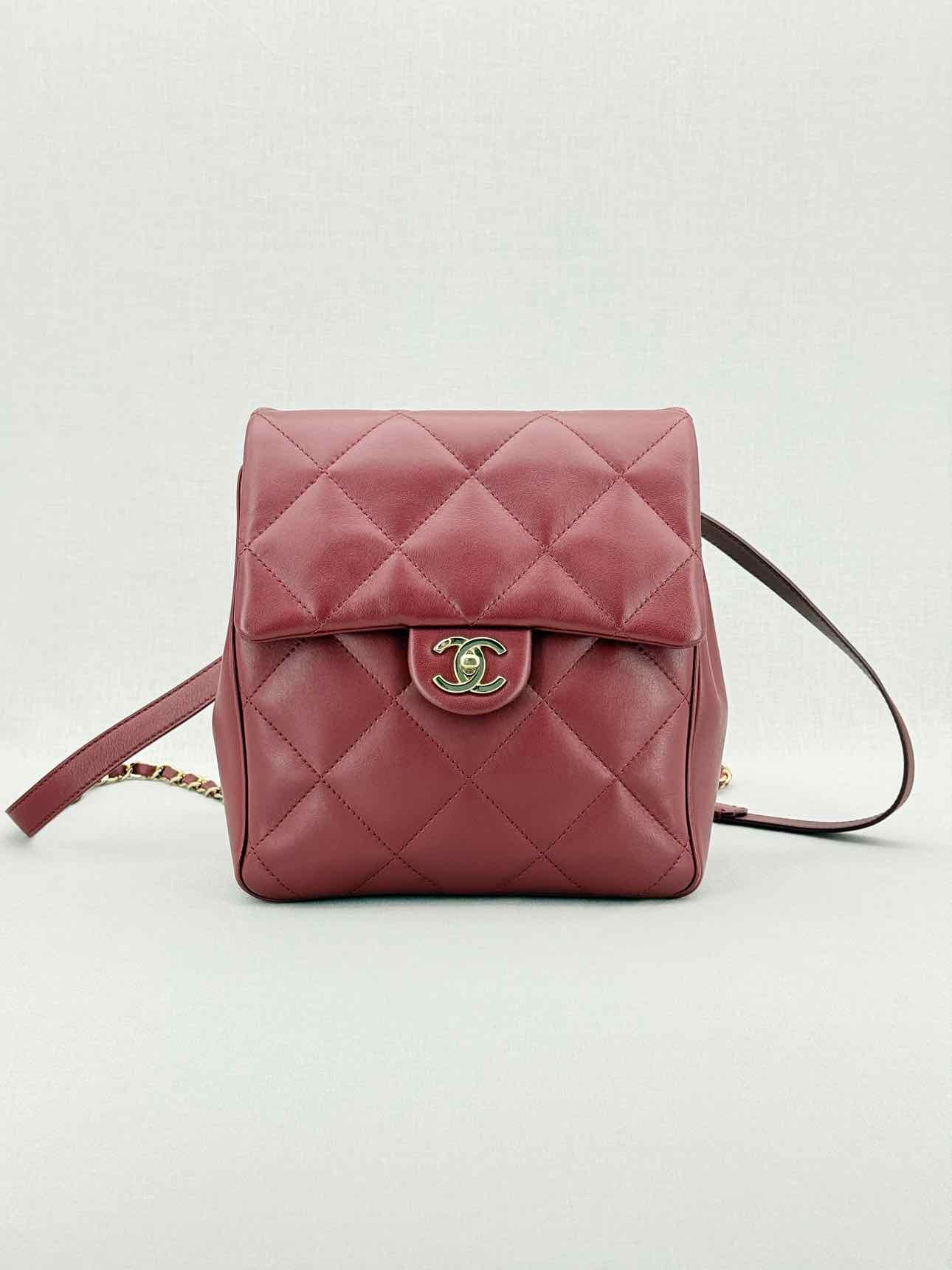 CHANEL Burgundy Quilted Backpack