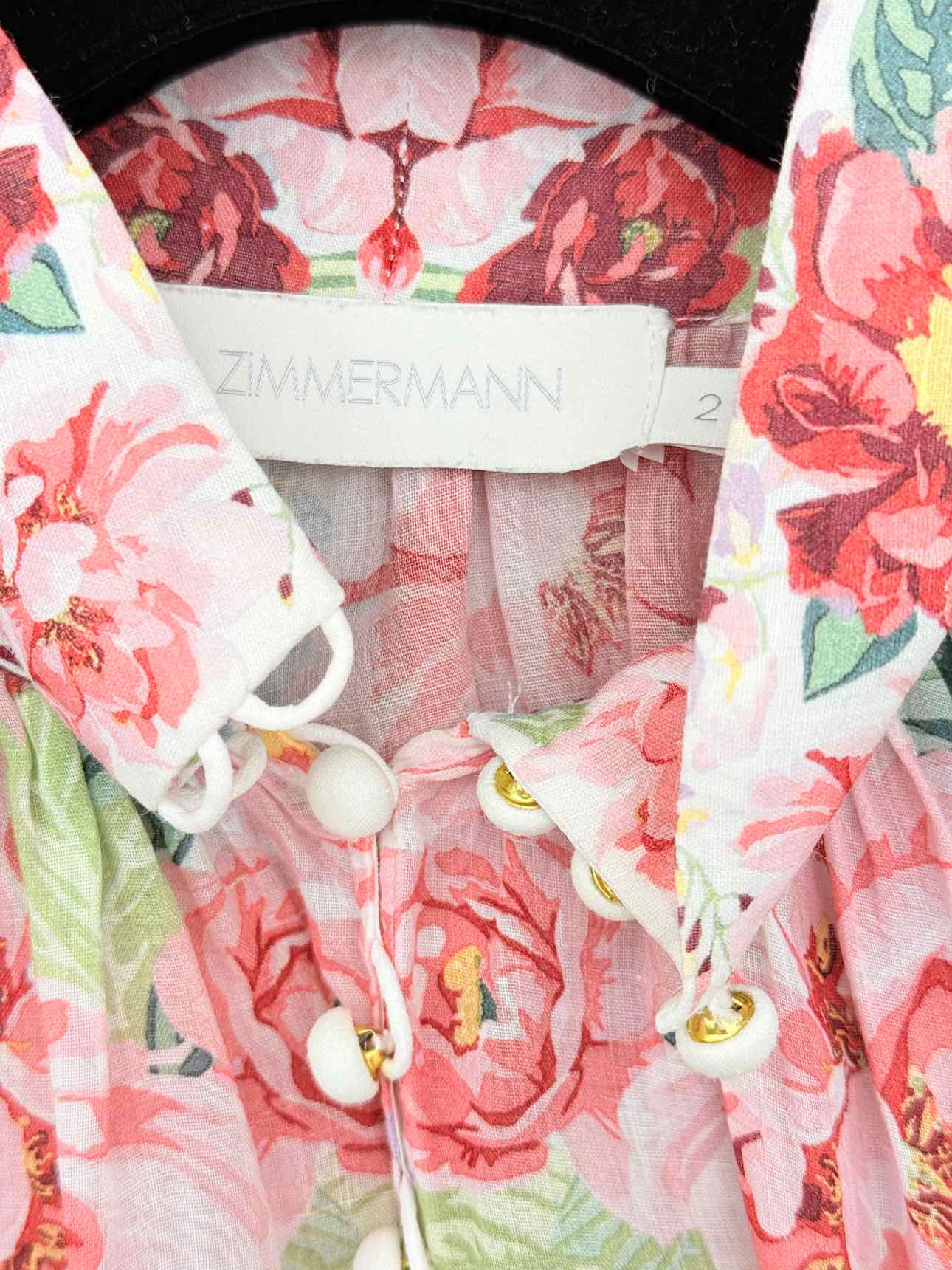 ZIMMERMANN White Multicolor Floral Size Medium Blouse