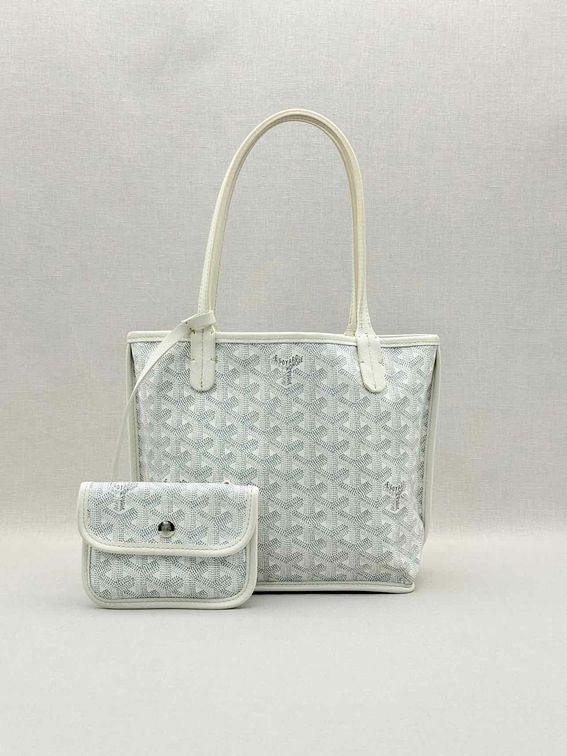 GOYARD Anjou White & Grey Goryardine Tote Bag
