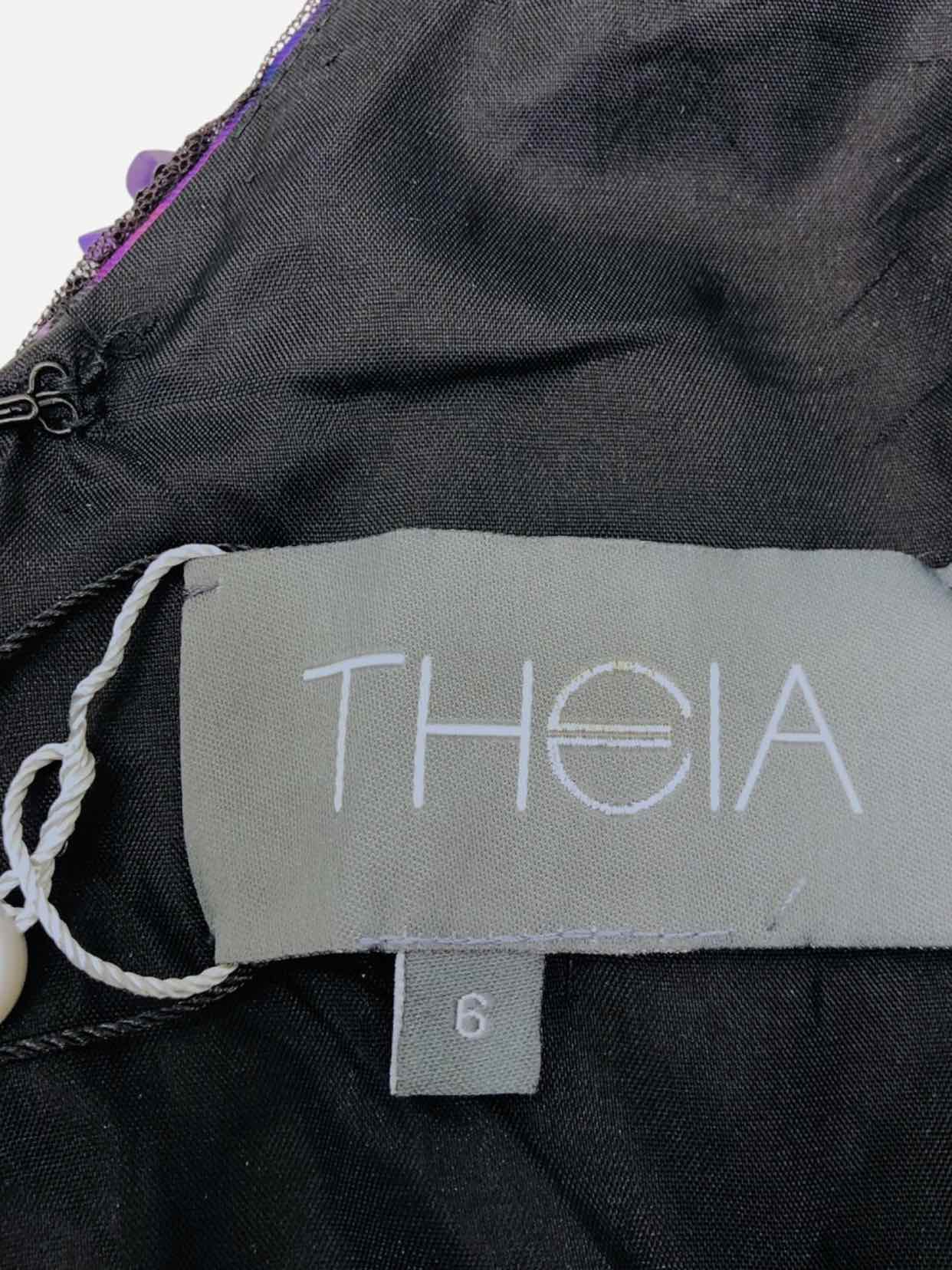 THEIA Black Multicolor Size US 6 Long Dress