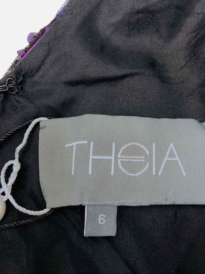 THEIA Black Multicolor Size US 6 Long Dress
