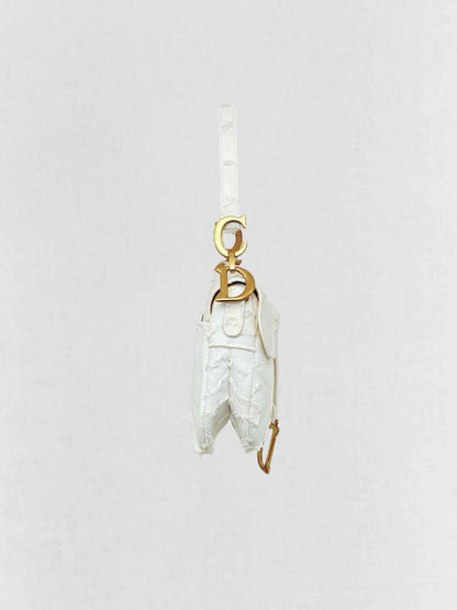 DIOR White Oblique Saddle Bag