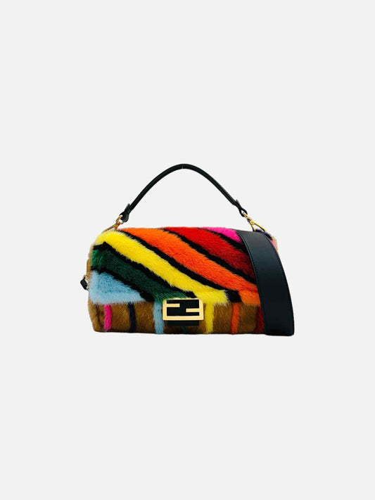 FENDI Mink Brown Multicolor Baguette Bag