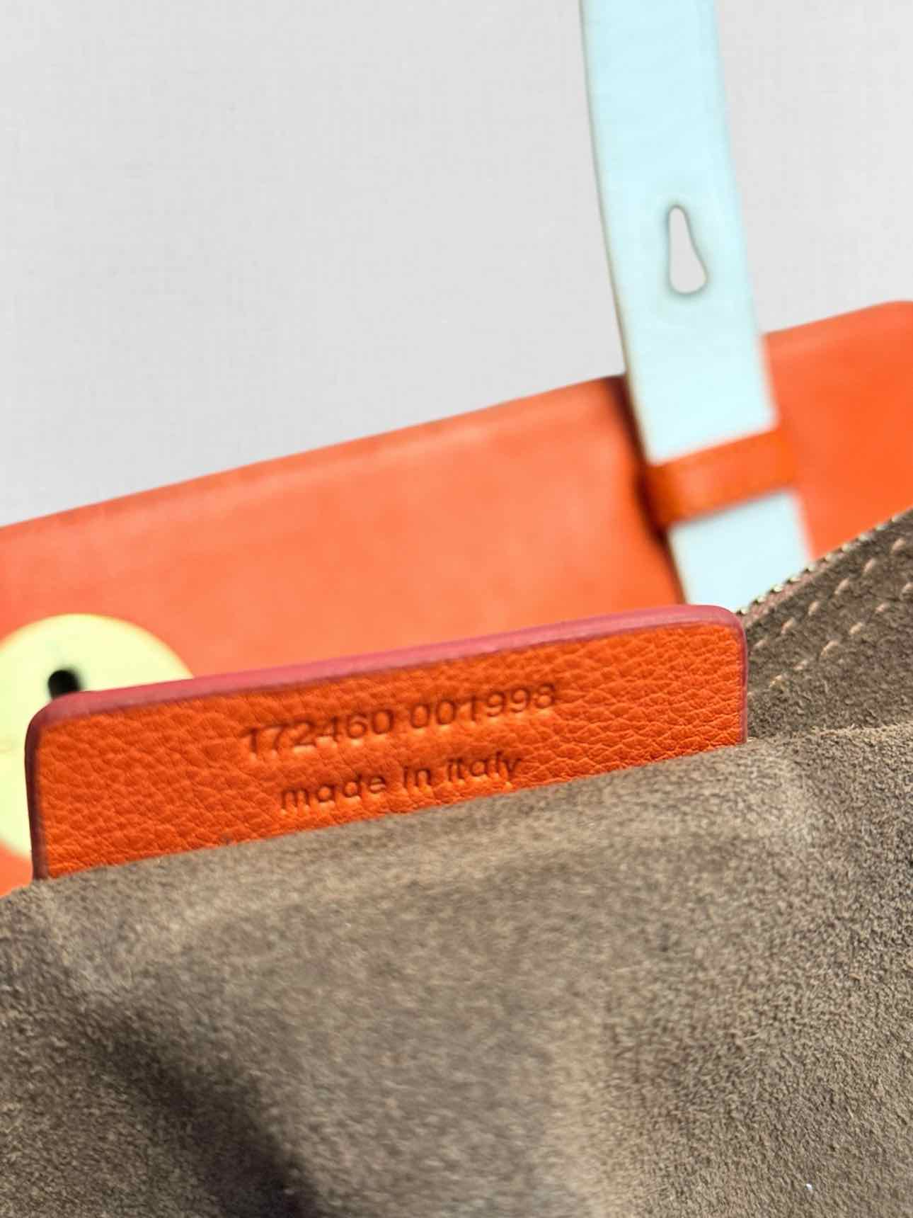 YVES SAINT LAURENT Brown, Orange & Purple Top Handle