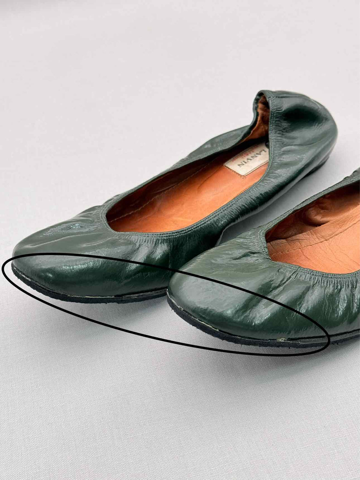 LANVIN Scrunch Green Size EU 38 Ballet Flats