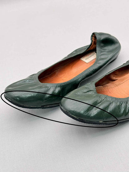 LANVIN Scrunch Green Size EU 38 Ballet Flats