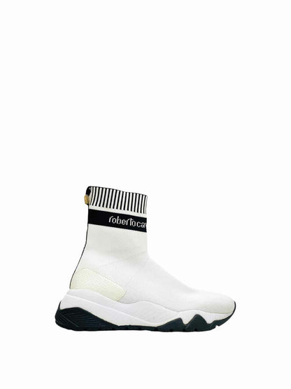 ROBERTO CAVALLI White w/ Black Size EU 38 Sneaker Boots