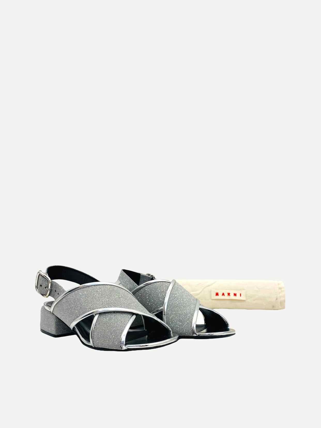 MARNI Metallic Silver Heeled Sandals