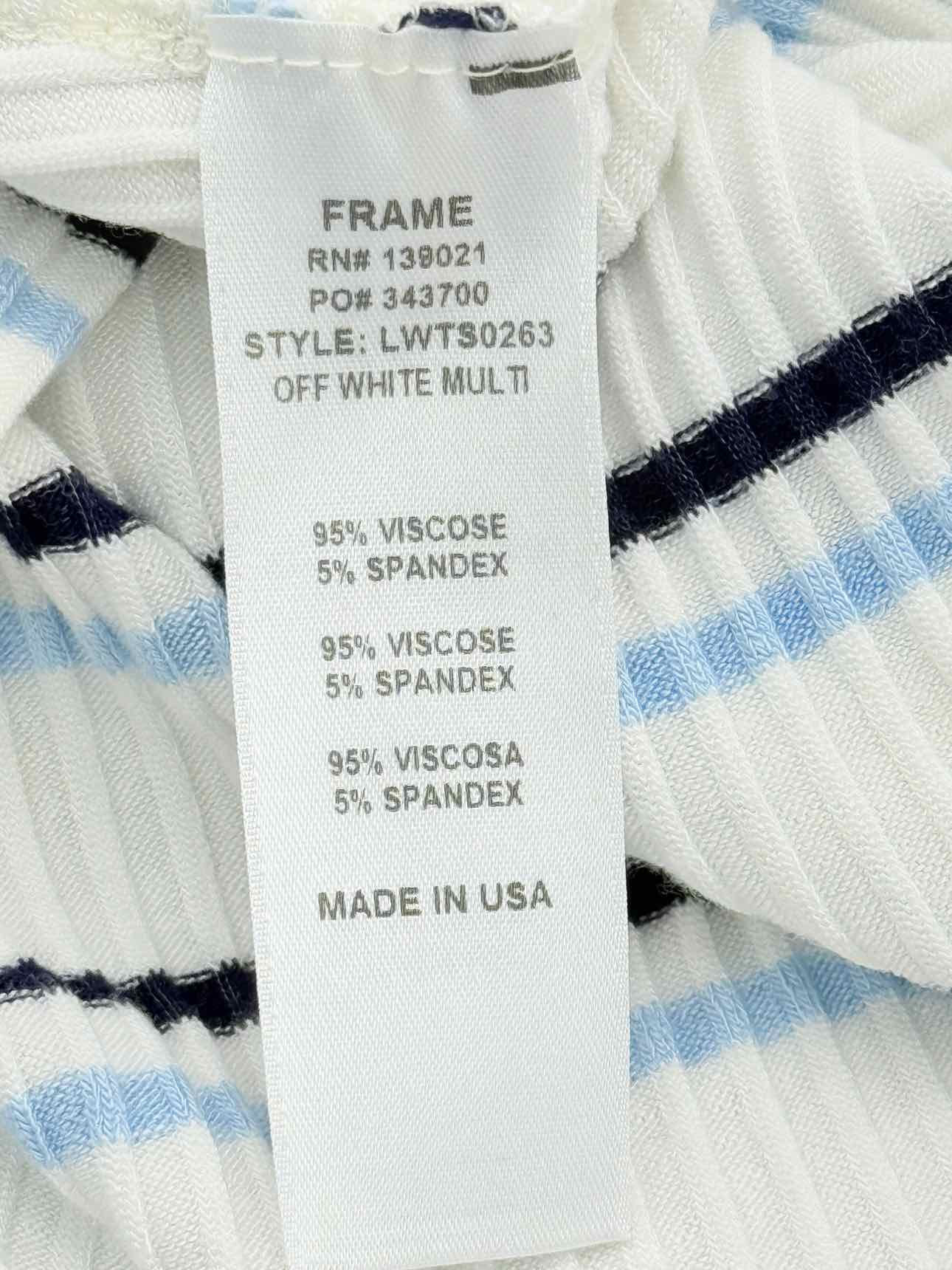FRAME White w/ Blue Striped Size Small Tank Top