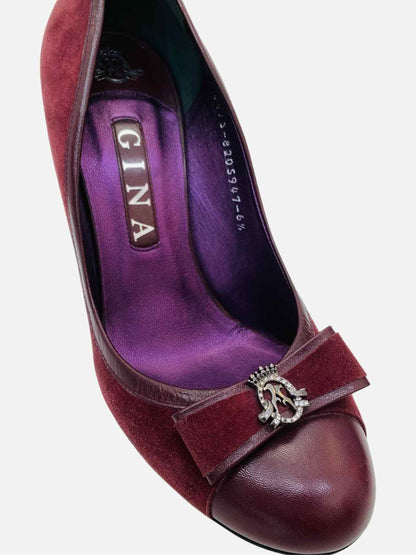 GINA Bow Burgundy Pumps 39.5