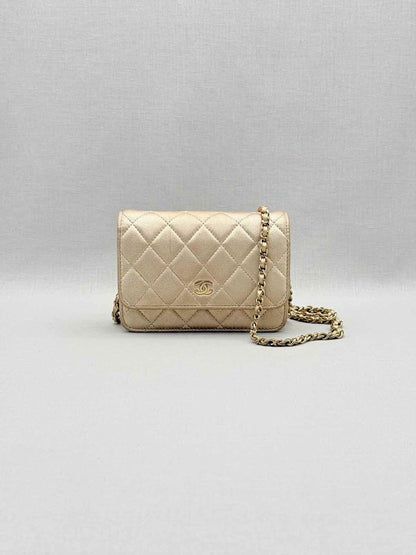 CHANEL Wallet on Chain Metallic Gold Quilted Crossbody