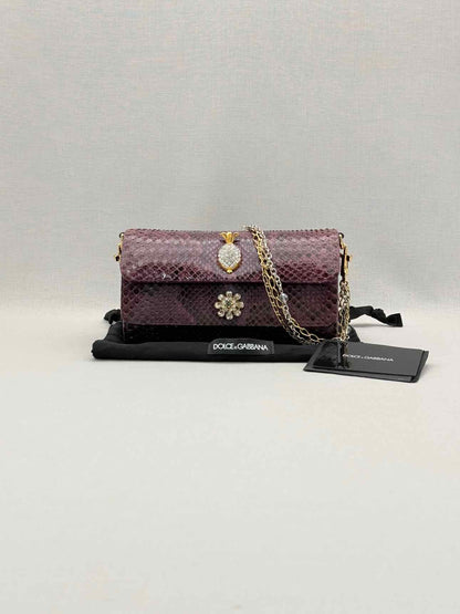 DOLCE & GABBANA Crystal Embellished Plum Shoulder Bag