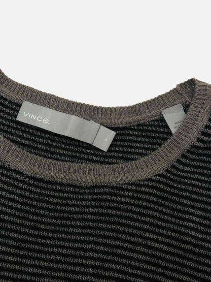 VINCE Basic Black & Grey Striped Jumper