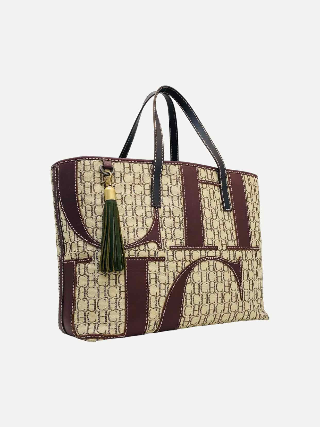 CAROLINA HERRERA CH Shopper Brown Monogram Tote Bag