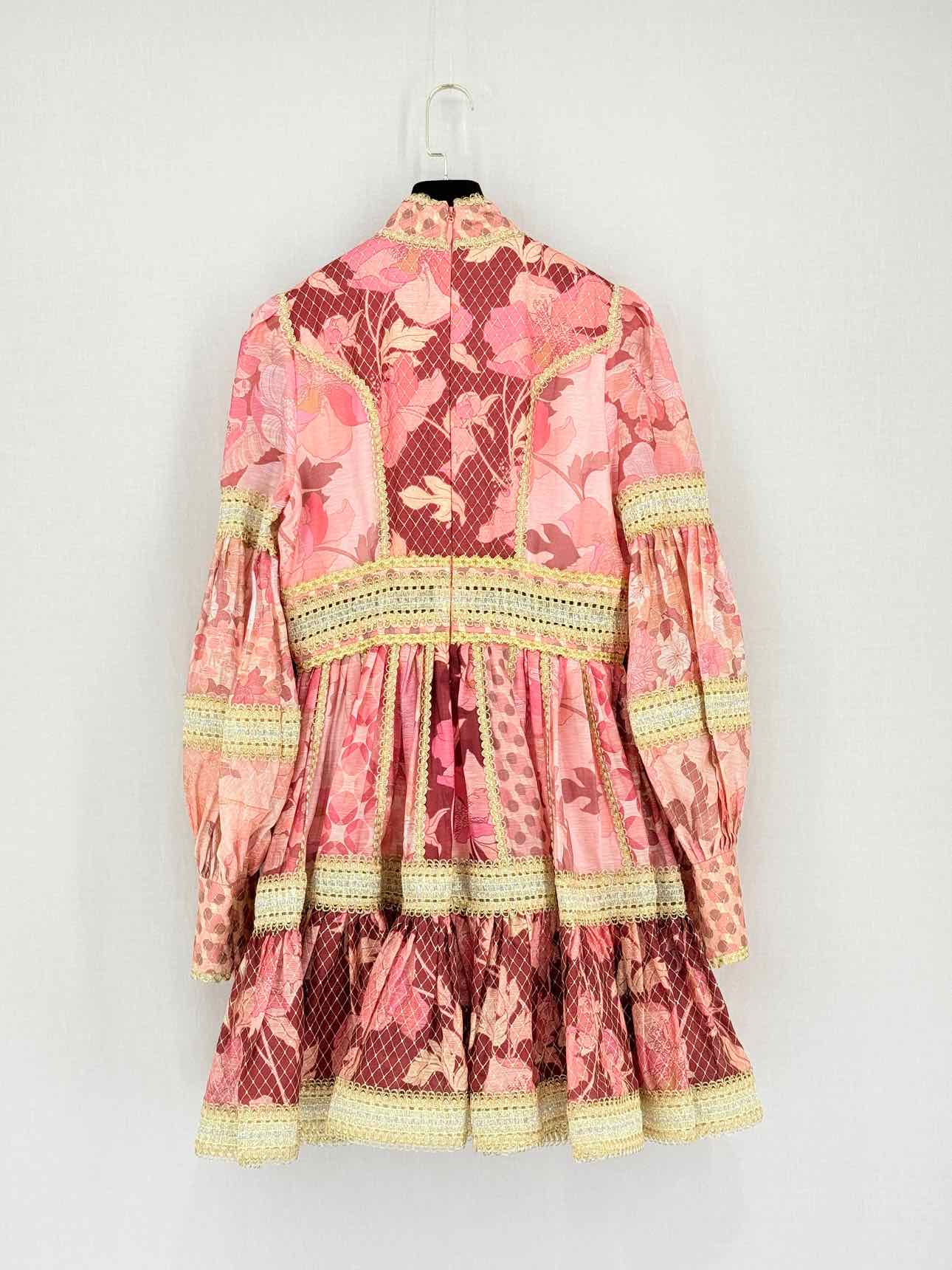 ZIMMERMANN Concert Pink Floral Size Medium Short Dress
