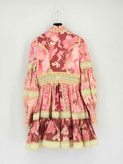 ZIMMERMANN Concert Pink Floral Size Medium Short Dress