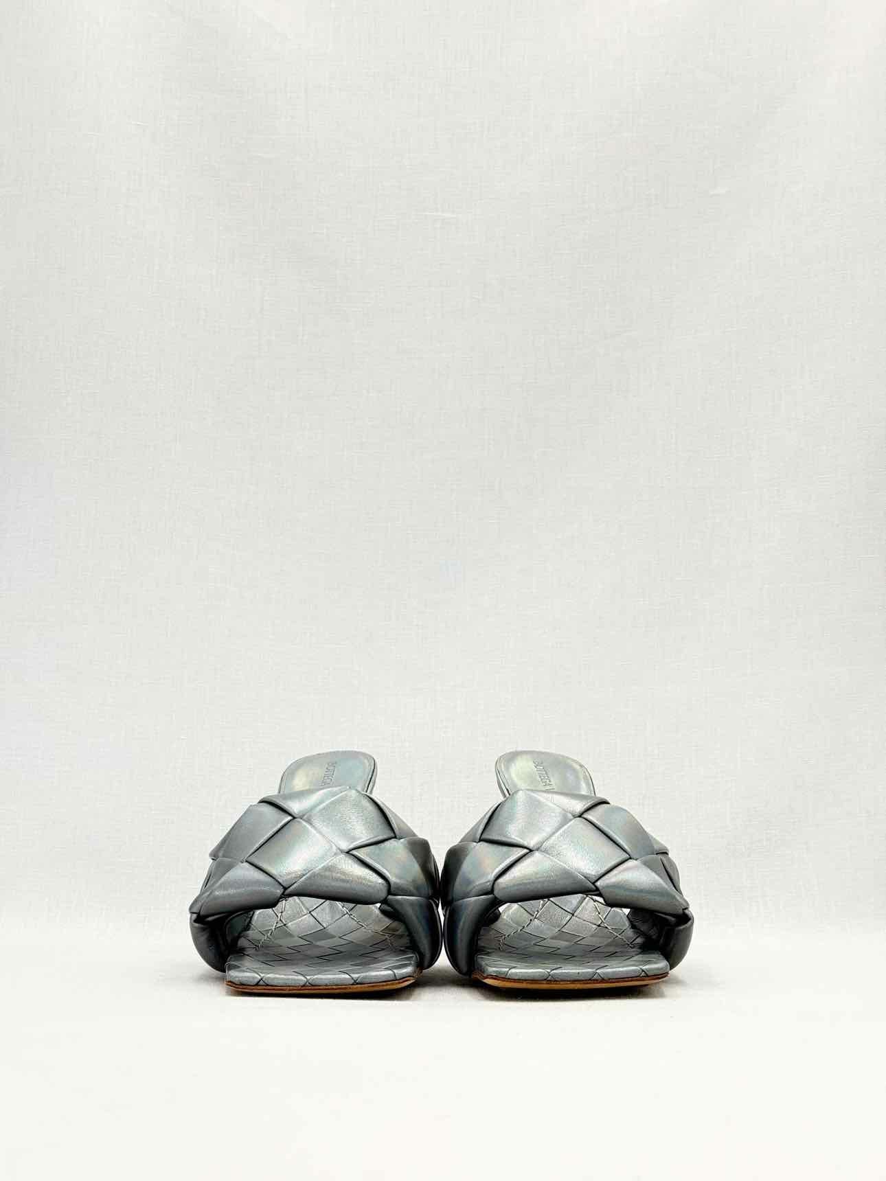 BOTTEGA VENETA Lido Metallic Grey Size EU 37.5 Mules