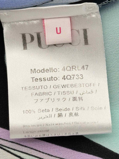 PUCCI Blue Multicolor Onde-Print Size US 8 Long Dress