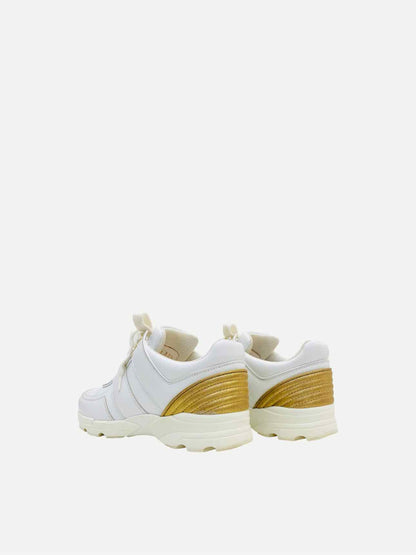 CHANEL White w/ Gold Size EU 37.5 Sneakers