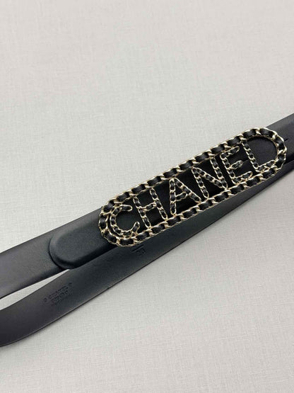 CHANEL Black Chain Link Belt