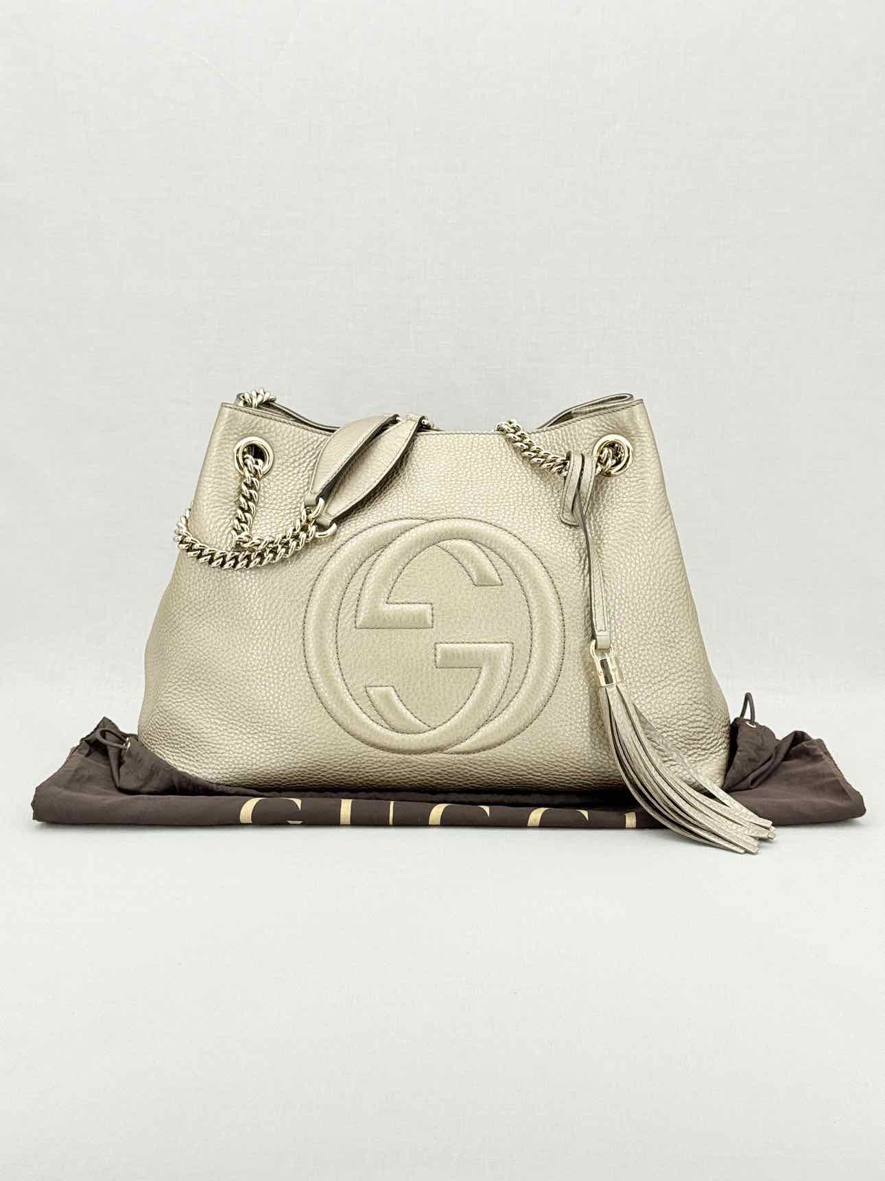 GUCCI Soho Metallic Gold Tote Bag