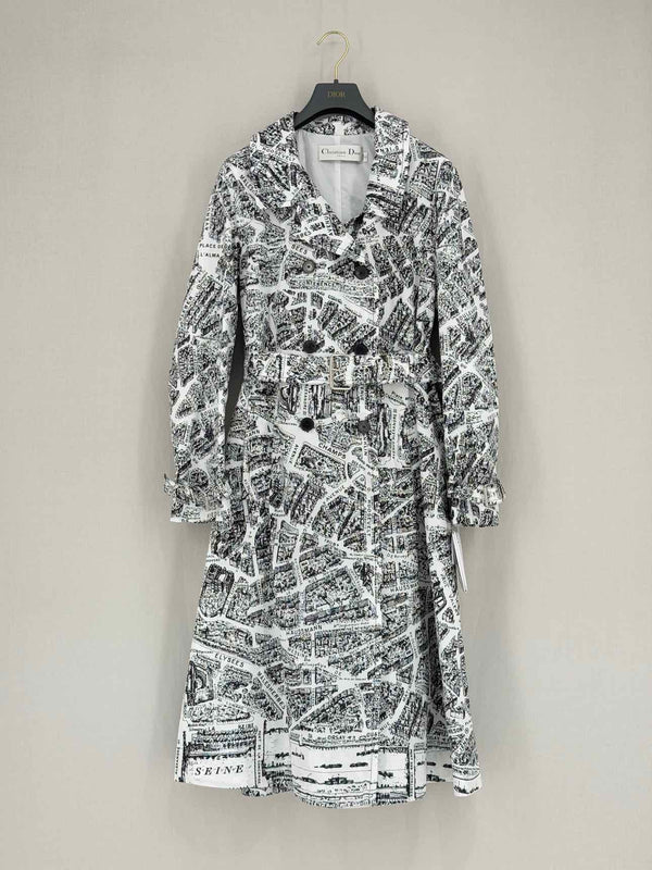 CHRISTIAN DIOR Trench Black & White Size US 2 Coat