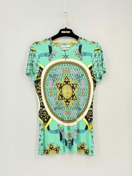 VERSACE Turquoise Multicolor Size US 8 T-shirt
