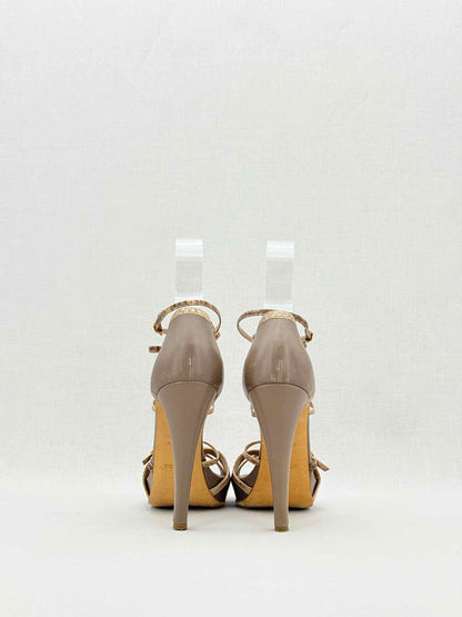 HERMES Brown Python Size EU 38 Heeled Sandals