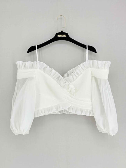 ZIMMERMANN White Ruffled Trim Size US 8 Top