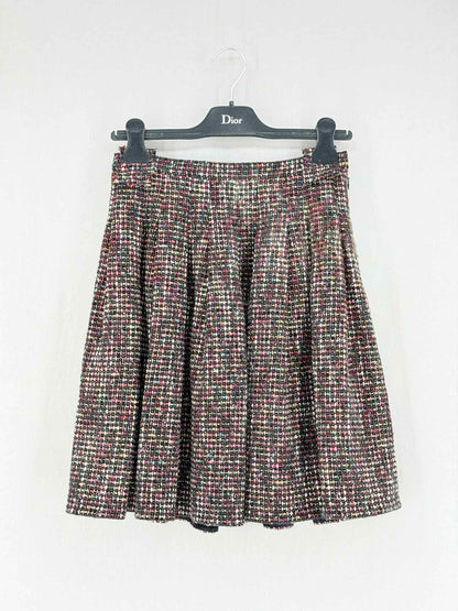 CHRISTIAN DIOR Burgundy Multicolor Size US 4 Mini Skirt