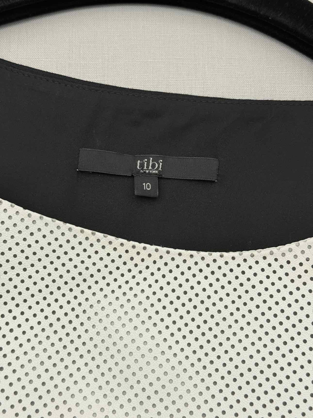 TIBI Off-white & Black Polka Dot Size US 10 Top