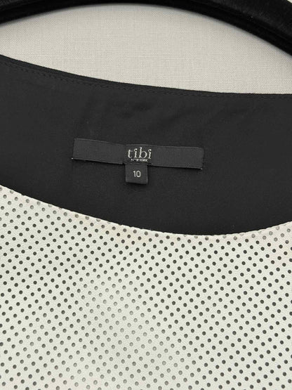 TIBI Off-white & Black Polka Dot Size US 10 Top