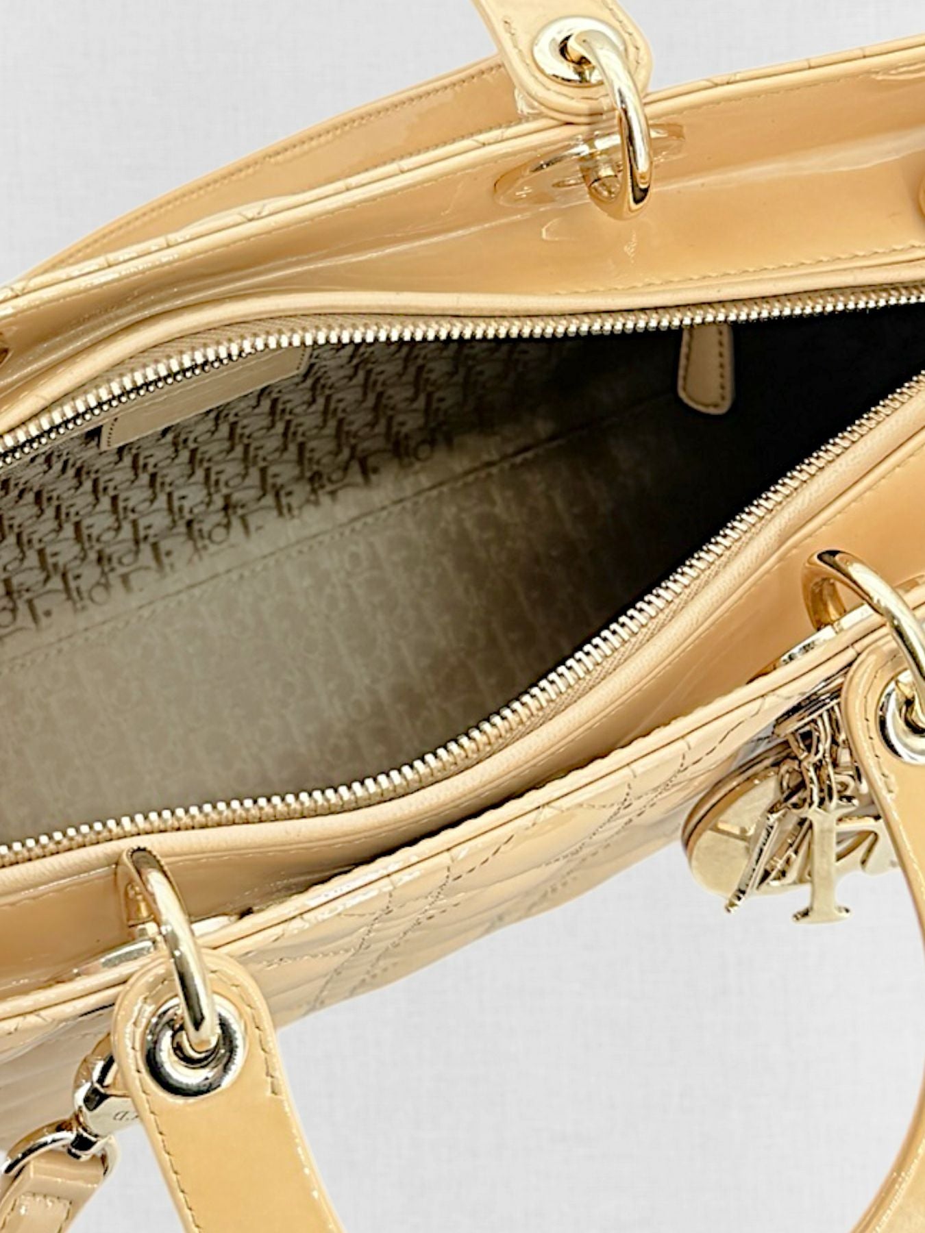 DIOR Lady Dior Beige Cannage Top Handle