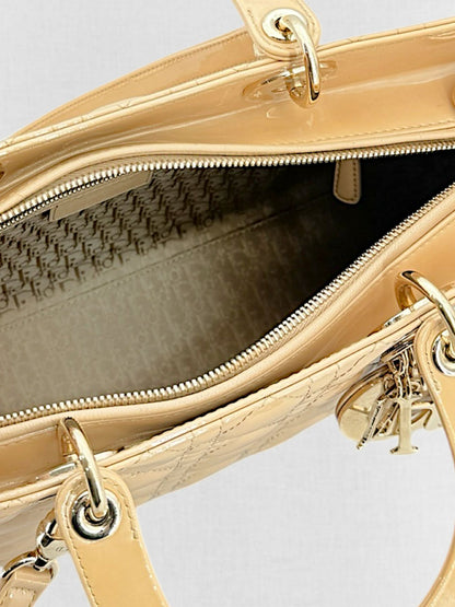 DIOR Lady Dior Beige Cannage Top Handle