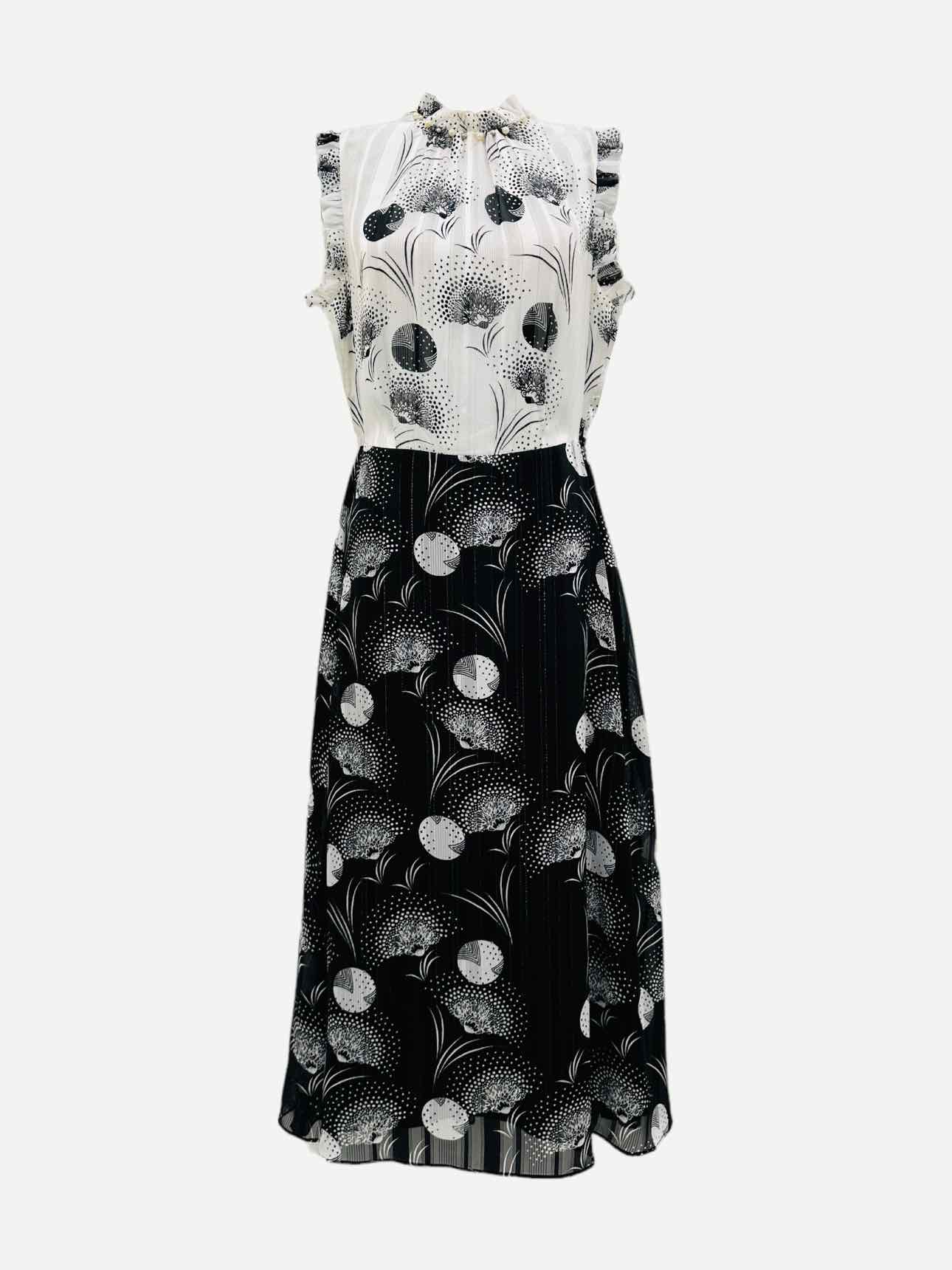 ADL Sheath Black & White Printed Midi Dress