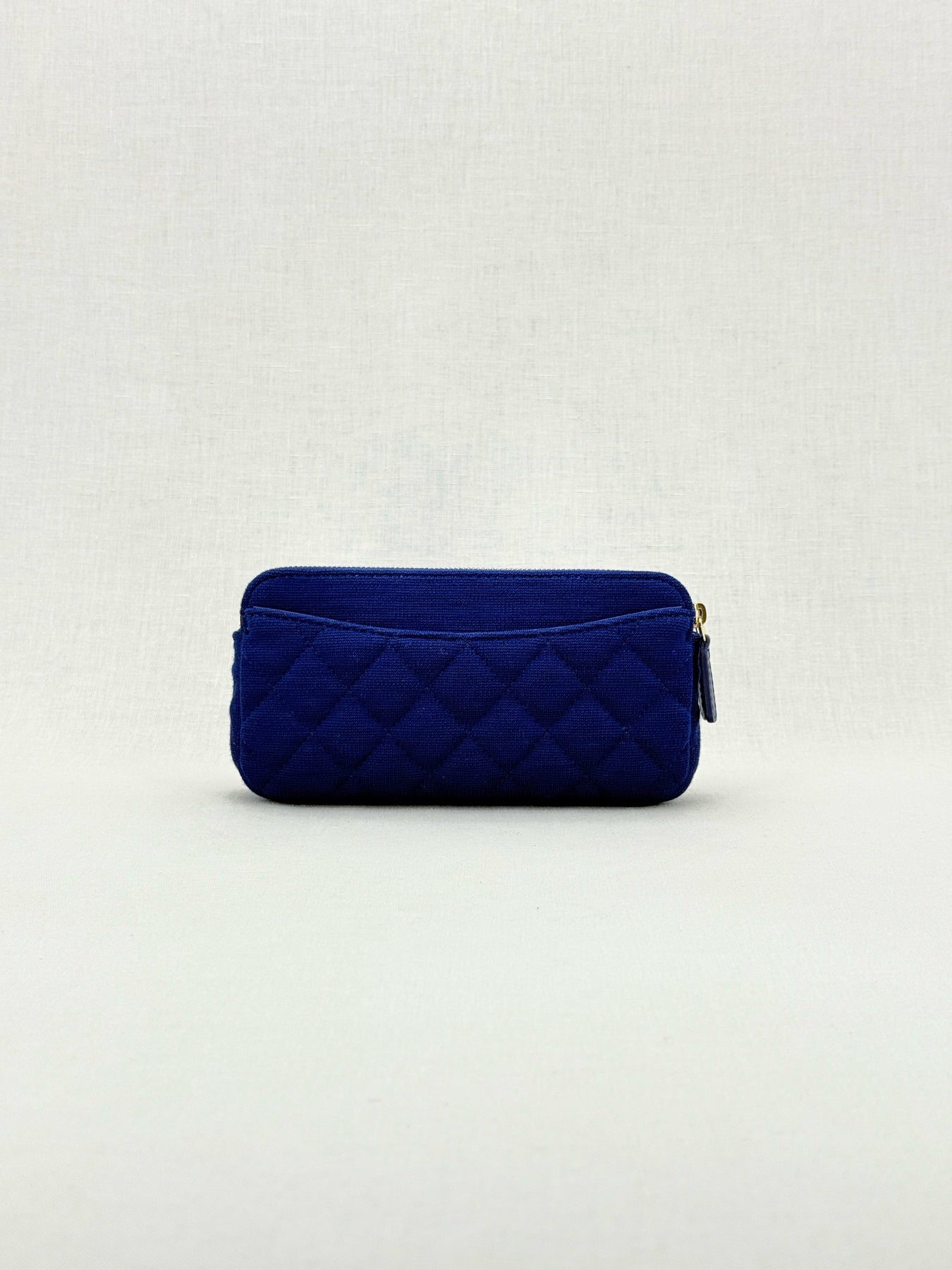 CHANEL Double Zip WOC Blue Quilted Crossbody