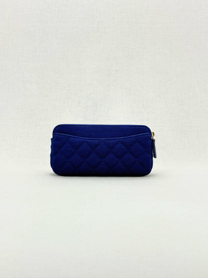 CHANEL Double Zip WOC Blue Quilted Crossbody