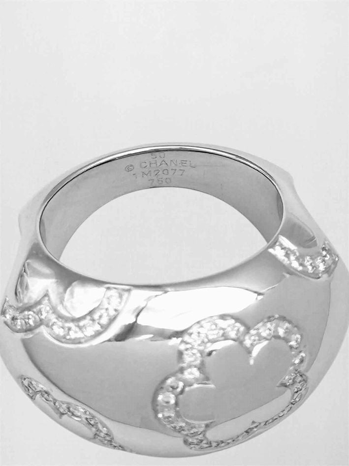 CHANEL Camelia pave diamond Ring