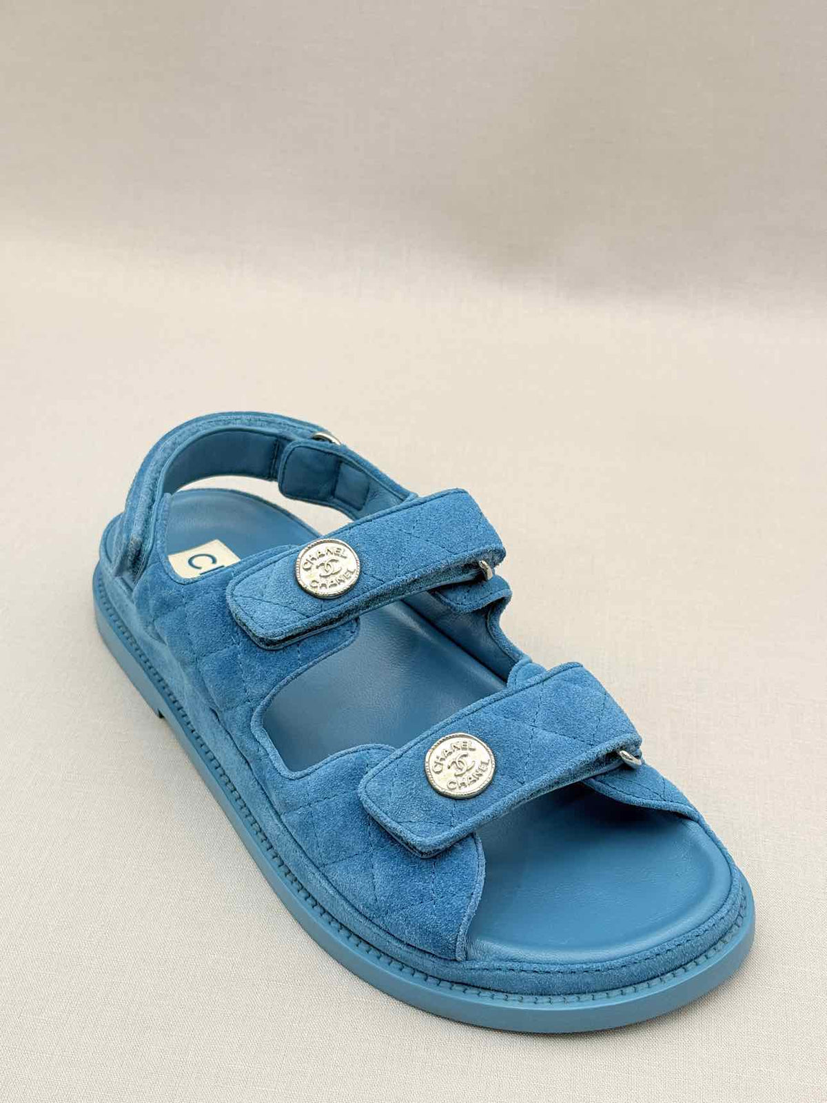 CHANEL Dad Blue Quilted Size EU 39 Sandals