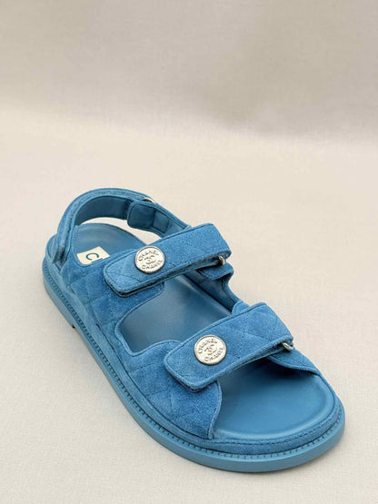 CHANEL Dad Blue Quilted Size EU 39 Sandals
