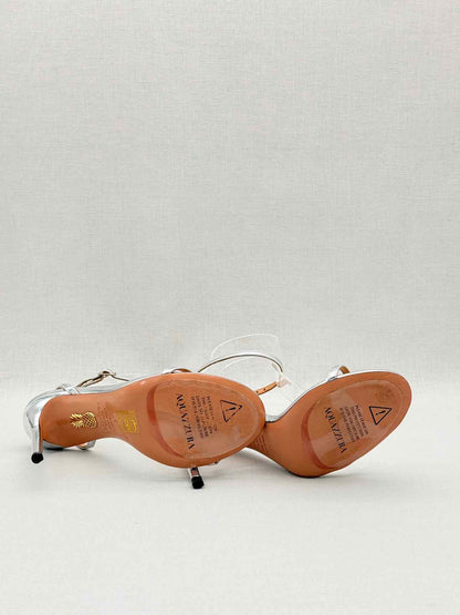 AQUAZZURA Metallic Silver Size EU 37 Heeled Sandals