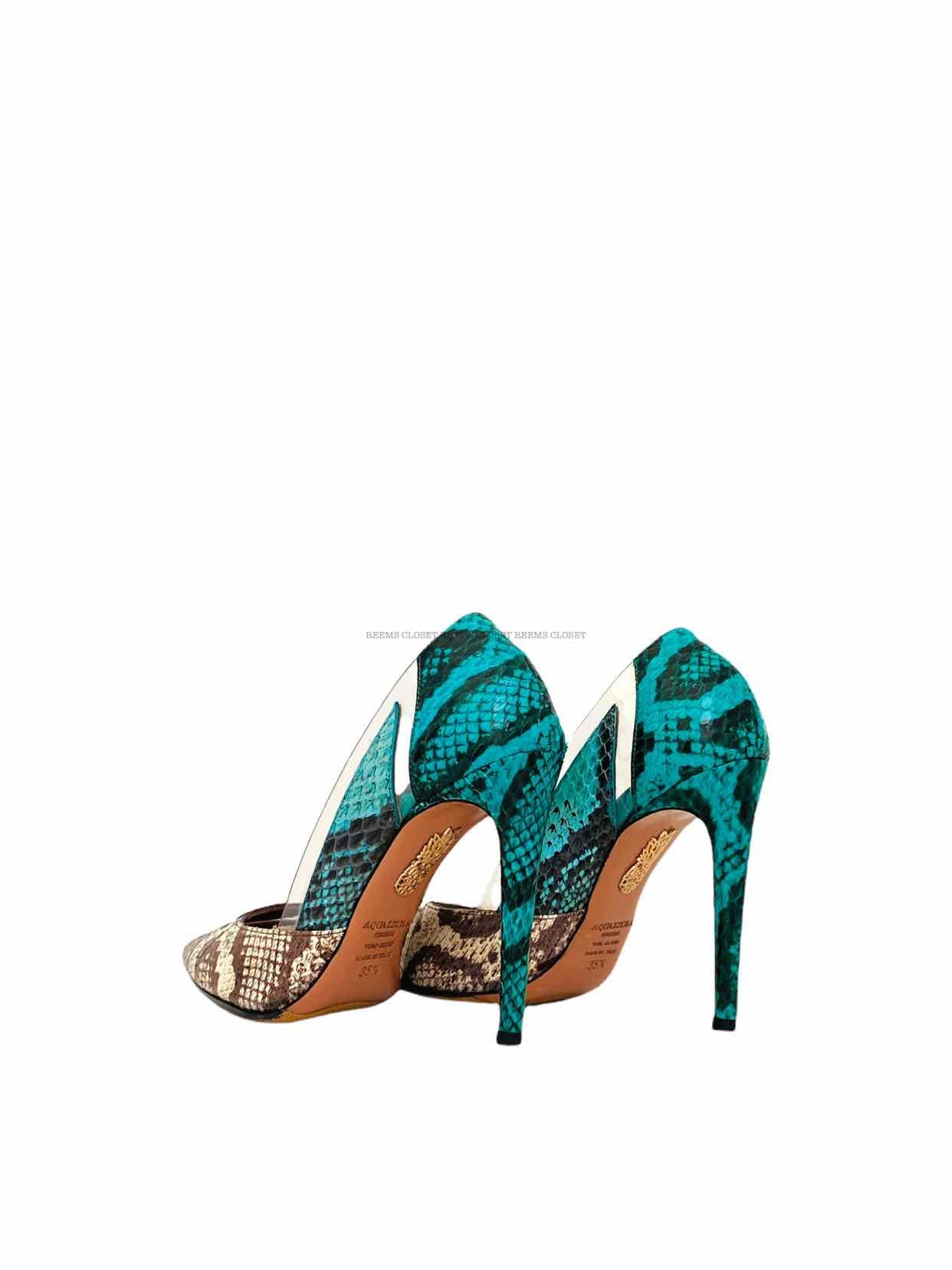 AQUAZZURA Blue, White & Brown Pumps