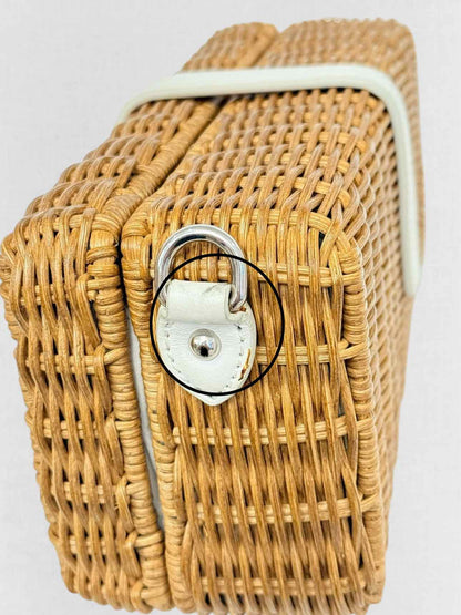 MIU MIU Midollino Brown w/ White Woven Clutch
