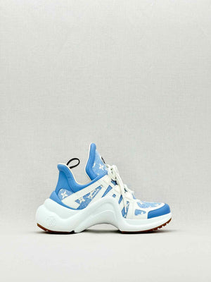 LOUIS VUITTON White & Blue Monogram Size EU 40 Sneakers