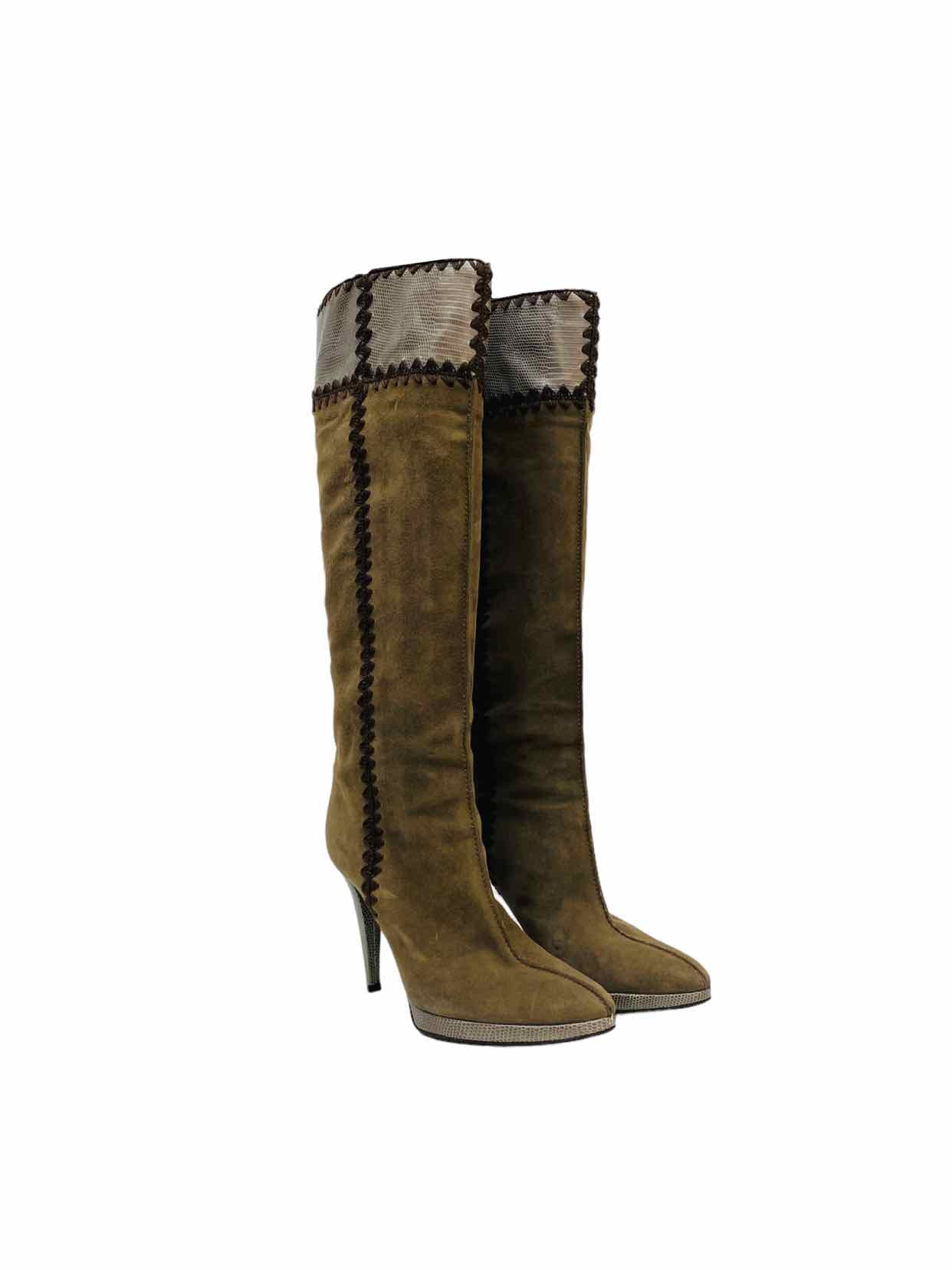 SERGIO ROSSI Brown Knee High Boots 38