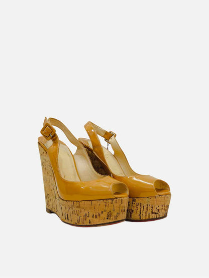 CHRISTIAN LOUBOUTIN Une Plume Sling Beige Wedges