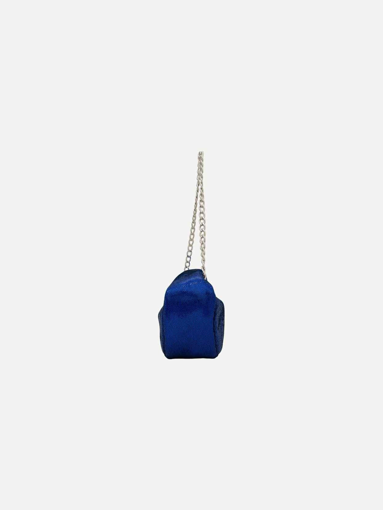 BY FAR Baby Cush Royal Blue Foil Print Shoulder Bag