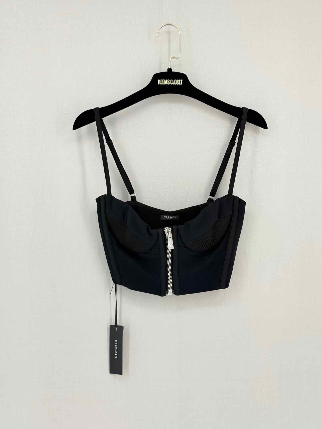 VERSACE Medusa Black Quilted Size US 2 Bustier