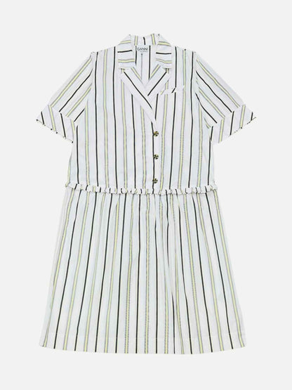 GIANNI Shirt Dress White w/ Yellow & Black Shirt Dress